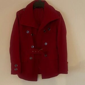 George Men's Bold Red Pea Coat